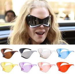 Sunglasses Silver Oversized Punk Sports Sun Glasses Wrap Around Futuristic Y2K Shades For Men Women