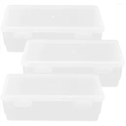Plates 3 Pcs Whole Grains Bread Storage Box Plastic Cereal Containers Cake Keeper Lid Organiser