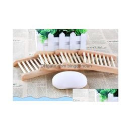 Soap Dishes Home Wooden Natural Bamboo Tray Holder Storage Rack Plate Box Container Bathroom Saver Rectangar Sink Drainer Hand Craft D Dh0Nb