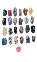 Novelty Items 25pcs of set Natural Jade Rune Stones Tumbled Engraved Lettering Crystal Set for Wicca Crystals Healing Chakra Reiki9370038