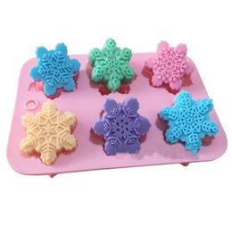6 Pieces Snowflake Baking Tray Mould 6Shaped Silicone Soap Bath Bomb Jello Mould different Styles Christmas Bakeware Pastry Bread9388472
