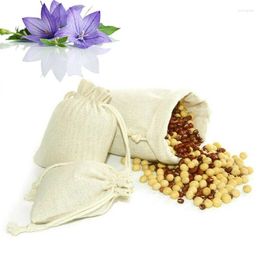 Storage Bags 25pcs Small Cotton Linen Drawstring Kitchen Grain Food Reusable Dried Flower Organiser Home Supplies