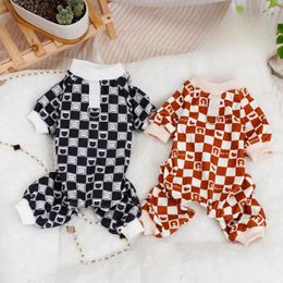 Dog Apparel Small Jumpsuit Winter Autumn Fashion Plaid Sweater Pet Cute Desinger Clothes Cat Harness Puppy Pyjamas Chihuahua Yorkshire