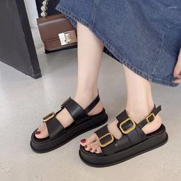 Dress Shoes Buckle Strap Solid Mid Heel Ladies Casual Modern Sandals 2024 High Quality Flat With Shallow Women's Zapatos Mujer