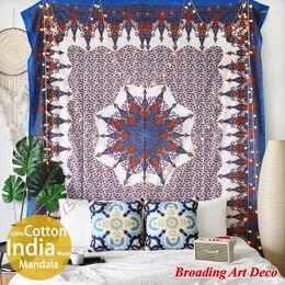 Tapestries Cotton India Handmade Mandala Tapestry Wall Hanging Screen Print Bohemia Yoga Mat Bedsheet 210x230CM -Ocean Heart