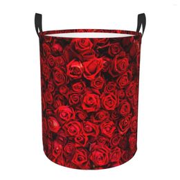 Laundry Bags Foldable Basket For Dirty Clothes Red Natural Roses Storage Hamper Kids Baby Home Organiser