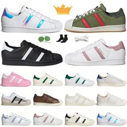 Superstar Cloud White Ninja Core Black Gold Turtles Iridescent Stripes Casual Shoes Men Women Chalk Leather Vivid Red Dark Green Brown Designer Trainers Sneakers