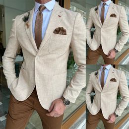 Simple Men's Wedding Tuxedos Notched Lapel Single Brested Groom Prom Party Birthday Blazer Plus Size Suits Coat Custom Made