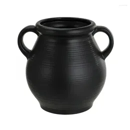 Vases Black Ceramic Tabletop Vase With Ribbed Finish Propogation Station Glass Dome Base Terracotta Pots Decoracion Casa Bei