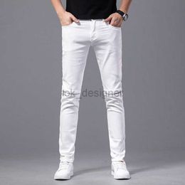 Men's Jeans designer Men's Jeans designer Spring and summer new white jeans men's fashion brand small feet and knees zipper slim straight men's pants