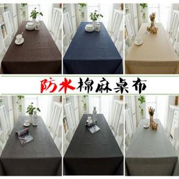 Table Cloth 2024 Tablecloths Waterproof Contracted Pure Color Cotton And Linen Art Office Cloth_DAN81