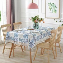 Table Cloth Rectangular Tablecloth American Country Style Cotton And Linen Printed Handmade Tassel Home Coffee