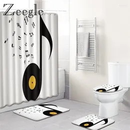 Bath Mats Musical Printed Mat With Shower Curtain Set Home Decor Toilet Carpet Bathroom Microfiber Foot