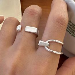 Cluster Rings 925 Sterling Silver For Women Simple Minimalist Retro Cross Open Finger Ring Fashion Band Female Bijoux Gift