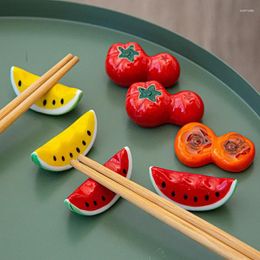 Chopsticks Creative Fruit Chopstick Holder Ceramic Simulation Knife Spoon Fork Tableware Chop Stick Rack Kitchen Table Decor