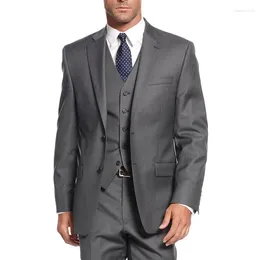 Men's Suits 3 Piece Groom Tuxedo Grey Formal Men With Notched Lapel Male Fashion Set Jacket Pants Waistcoat Wedding Costume 2024