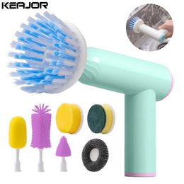 Cleaning Brushes Electric Cleanin Brush 7 in 1 Multifunctional Household Rechareable Electric Rotary Cleanin Brush for Kitchen Bathroom Toilet L49