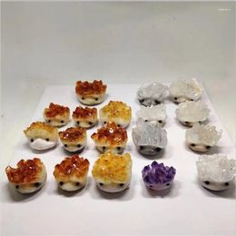 Decorative Figurines Natural Quartz Crystals Cluster Hedgehog Carved Gemstone Animals Fine Healing Stones For Birthday Gift