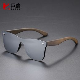 2024 New Men's Trendy Polarised Women's One-piece Sunglasses, Decorative Bamboo and Wood Glasses