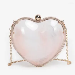 Evening Bags Transparent Acrylic Trendy Heart Shape Clutch Bag Wedding Bride Shoulder Fashion Party Small Clutches Ladies