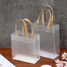 Gift Wrap Transparent With Handles Supplies Translucent Tote Wrapping Package Frosted PP Bags