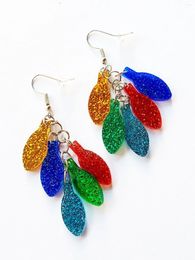 Dangle Earrings A Pair Of Colorful Neon Light Bulbs String Christmas Women's