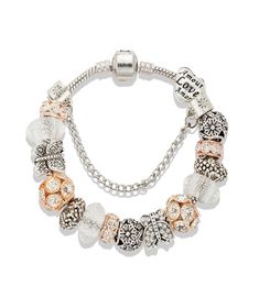 Elegant Butterfly CZ Diamond Beaded Bracelet Luxury Designer for Silver Plated High Quality DIY Beaded Bracelet Original Box Set8881453