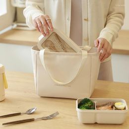 Storage Bags PU Waterproof Lunch Women Bento Handbag Picnic Fresh Keeping Container Office Worker Food Insulated Pouch Accessories