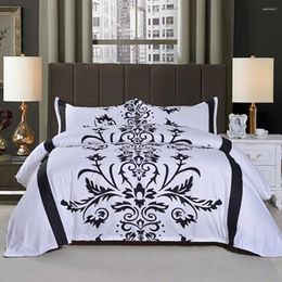 Bedding Sets 40Black And White Flower Set Without Trace Sheets Pillowcase Quilt Cover Size Home Textile Suit Comfortable