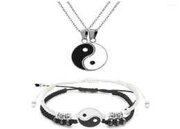 Chains Fashion Creative Gossip Figure Yin Yang Couple Necklace Leather Bracelet For Women Men Birthday Anniversary Jewellery Gift2925381