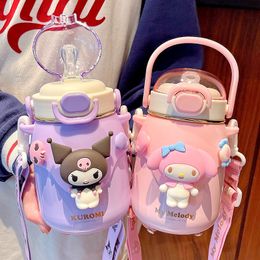 Kuromi Children's Insulation Cup, High Beauty Girl, Straw Water Cup, Large Capacity Cute Student Water Bottle