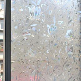 Window Stickers Frosted Paper Privacy Film Stain Glass 3D Tulip Non Adhesive Static Cling For Bathroom Home 60 400 Cm