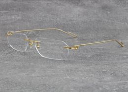 Selling Fashion Protection Cat Eye Eyeglasses Frames Rimless Metal with C Decoration Wire Frame Eyewear Men Woman Large Square9035255