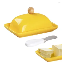 Plates Butter Dish With Lid Ceramic Sealable Holder Cheese/Butter Container Storage Box For Microwave Kitchen Gifts Supplies