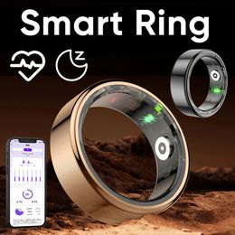 R02 Smart Ring Military Grade Steel Shell Health Monitoring IP68 5ATM Waterproof Multisport Modes for Android IOS 240415