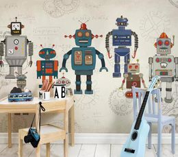 Wallpapers Nordic Modern Contracted Hand Drawing Cartoon Robot Children Room Background Wall