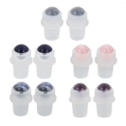 Storage Bottles 10 Pcs Semi Precious Stones Polished Roller Balls Bottle Perfume Travel Essential Oils Rollers Mini Perfumes