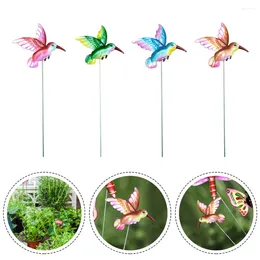 Decorative Figurines Metal Hummingbird Stake Art Sculpture Bird Garden Fake Imitate Pendant Outdoor Iron Ornament Room Potted Plant Decor