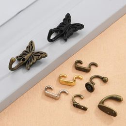 Hooks 2-8pcs Thick Butterfly Clothes Hook European Style Antique Mural Cabinet Wardrobe Single Retro Alloy Bathroom
