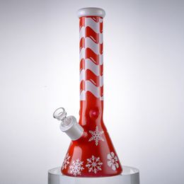 13.77 Inch Heady Christmas Style Straight Tube Thick Glass Ice Pinch Big Beaker Bong 18mm Female Joint WP21102