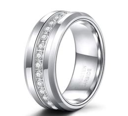 Wedding Rings 8mm Mens Tungsten Bands With Cubic Zirconia Trendy Eternity Ring Unisex Inlaid High Polish Size 7132115825