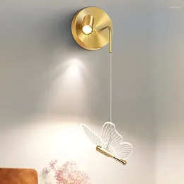 Wall Lamp Nordic Butterfly Minimalist Luxury Lights Indoor Lighting Decoration Bedside Bedroom Background Aisle