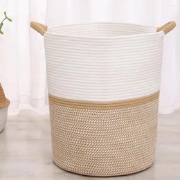 Laundry Bags Cotton Rope Woven Basket Big Opening Capacity Storage With Easy Carry For Home House-moving