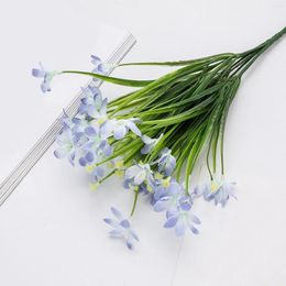 Decorative Flowers Zinnia Artificial 2PCS Simulation Orchid 7 Fork Hanging Pot Decoration Flower Arrangement Shooting Stems