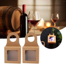 Gift Wrap 25 Count Kraft Paper Wine Bottle Box With Hanging Hook Window Foldable Boxes