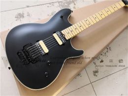 Guitar Matte Black Electric Guitar Basswood Body Maple Neck Tremolo Bridge Black Tuners Hh Pickups Vh Guitar