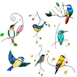 Window Stickers 7PCS Stain Glass Hangings Bird Colourful And Lively Cute 3D Car Decoration Classic Style For Living Room Bedroom