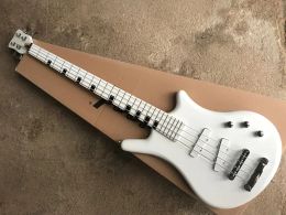 Guitar 4 Strings White Body Electric Bass Guitar with Class Mosaic ,chrome Hardware,provide Customised Service