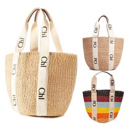 Woody Weave Luxurs Handbag Summer Beach Bag designer Womens axel halm pochette rese shoppare väska mens hink veckor koppling crossbody raffias tygpåsarna