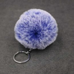 Keychains Lanyards Pom Poms Keychains Faux Fur Ball Key Rings Fluffy Rabbit Faux Fur Pompoms Keyring for Women Girls Bag Accessories